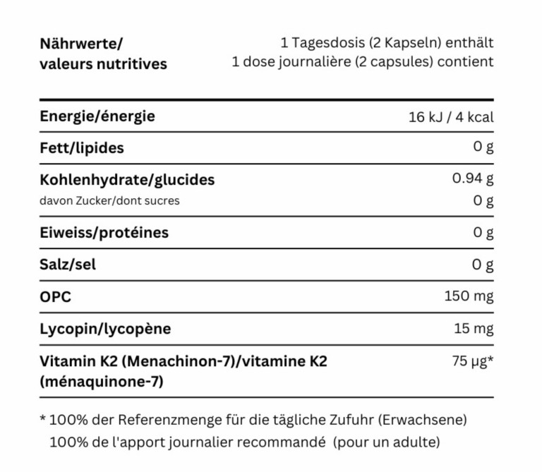 Capsules d’OPC-lycopène + K2 